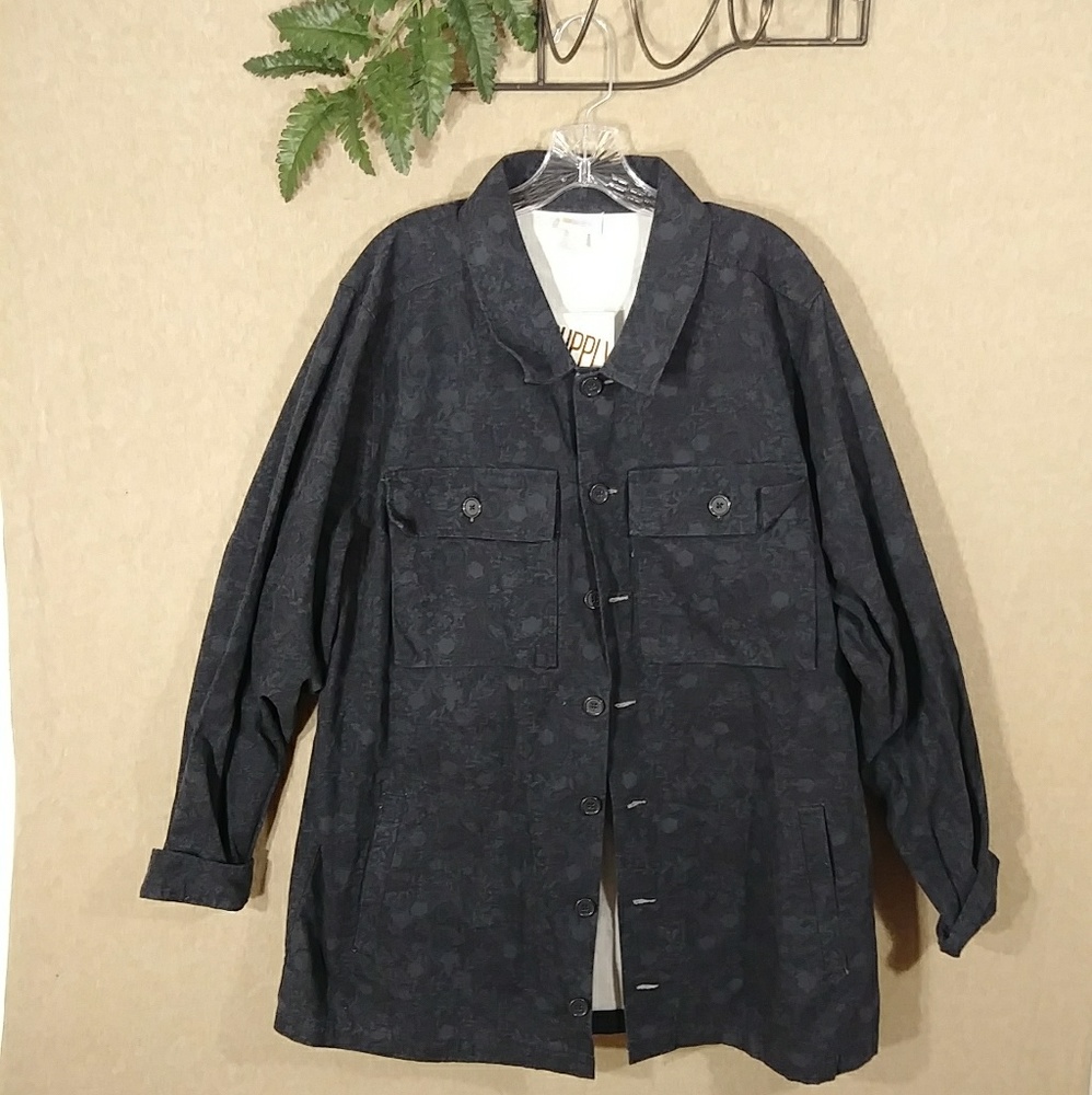 NWT Lularoe jacket floral black/gray 3XL